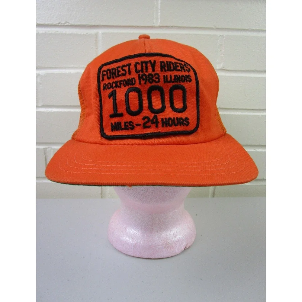 Vintage 80s Snapback Trucker Hat Motorcycle Club Forest City Riders MC Illinois